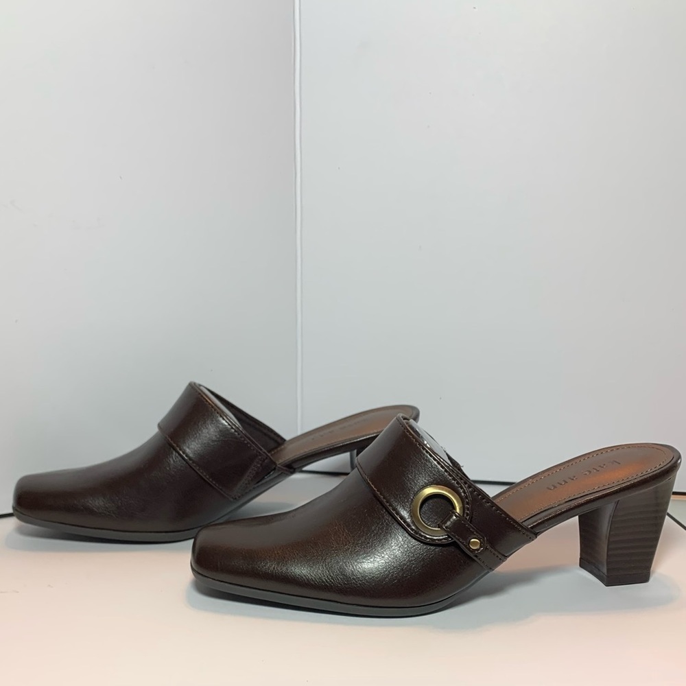 🎒 BTS SALE 📚 Kate Ann Emily Brown Block Heel Mule Shoes Square Toe Women’s 6.5 N - Picture 5 of 11